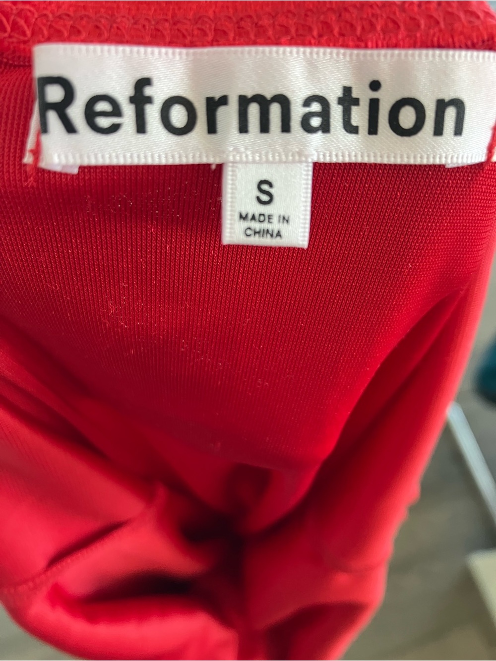 Reformation Merel Velvet Dress - Red - Picture 4 of 7